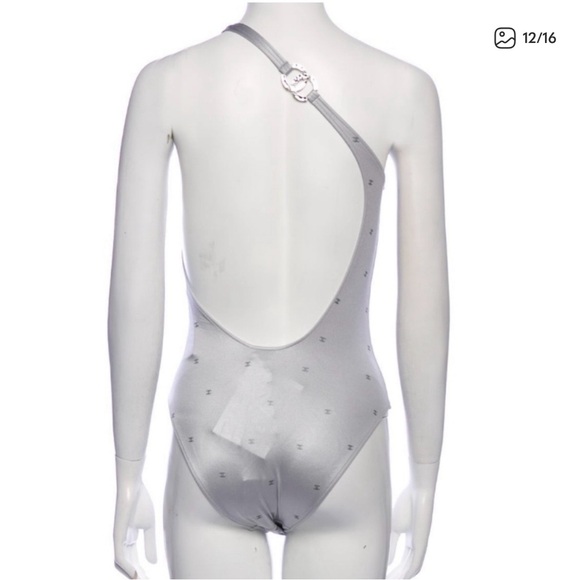 CHANEL Silver CC Logo Swim/body Suit - Size 42 - Picture 2 of 15